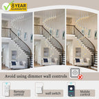 138" Large Crystal Chandelier for High Ceiling Modern K9 Crystal Raindrop Chandeliers Lighting Round Ceiling Light Entryway Staircase Foyer Villa LED Dimmable 2700-6000K