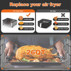 Geek Chef 26 QT Air Fryer Oven, Big Air Fryer, Toast Oven with Bake, Roast, Pizza, Easy to Use & Clean, 6 Slice Toast, Stainless Steel