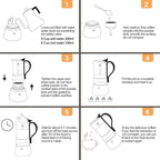 Clear Glass Moka Pot 4 Cup 220ml Stainless Steel Coffee Maker Uncoated Stovetop Espresso Percolator Coffeemaker Italian Classic Style Brewing Greca Cafe Mocha Machine for Cafeteras Camping Travel Home