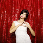 JYFLZQ Red Sequin Backdrop Curtains 4ft x 6.5ft 1 Panel Glitter Photo Booth Backdrops Sparkly Photography Background Drapes for Parties Wedding Bridal Showers