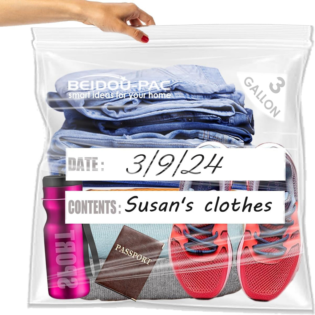 3 Gallon Large Plastic Bags with Zipper Top, | 50 Count | 2 Mil | 16" x 18" | Heavy-Duty Reusable Clear Freezer Storage Bags