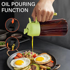 16oz Oil Dispenser Bottle for Kitchen - 2 in 1 Olive Oil Dispenser and Oil Sprayer - 470ml Olive Oil Bottle - Oil Sprayer for Cooking, Kitchen, Salad, Barbecue Black (Wine red with green lid)