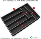 Kitchen Wood Utensil Tray Silverware Drawer Organizer Wooden Cutlery Trays Flatware Organizers Divider 14.6"x9.5" Silverware Tray Spoon Fork Organizer Black Bamboo Cutlery Utensil Holder for Drawer