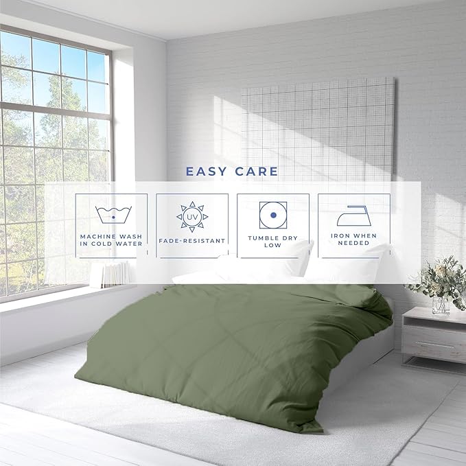 Kotton Culture 1 Pc Twin Size Duvet Cover Only -100% Egyptian Cotton Sateen 600 TC Ultra Soft Premium Durable Comforter Cover Zipper Closure & Corner Ties (Sage Green, Twin/Twin XL 68" X 90")