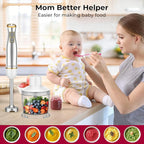 KOIOS Immersion Blender, 1100W 5-in-1 Multi-Purpose Hand Blender, 12-Speed, 600ml Beaker, 500ml Chopper, Egg Whisk, Milk Frother, White
