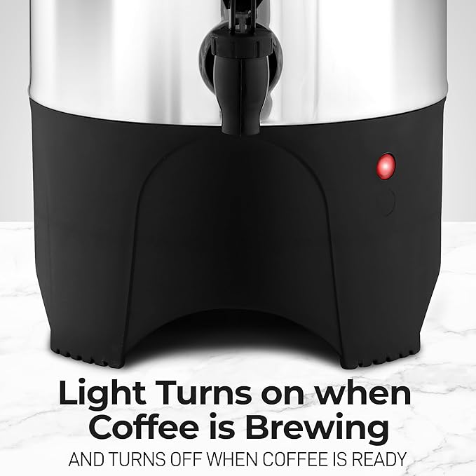 Zulay Commercial Coffee Maker Stainless Steel - Coffee Urn With Twist-Lock Lid & Cool-Touch Handles - Quick-Brewing Coffee Maker With Keep-Warm Mode For Events & Catering - 45 Cup Silver