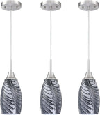 Mini Glass Pendant Light 4.72" with Handblown Black Gray Marble Art Glass Hanging Light 3-Pack Oval Ceiling Hanging Light Fixture for Dining Room Kitchen Island Cafe Foyer Hallway