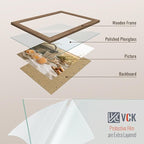 VCK 11x14 Picture Frame Set of 4 - Walnut, Gallery-Quality Wood Poster Frames, 1.1-Inch Wide Border, Polished Plexiglass, Vertical or Horizontal Wall Display for Photo/Art/Prints, Walnut