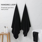 Ultra Soft 2 Piece Textured Hand Towel Set for Bathroom Shower Pool and Kitchen, Quick Dry, Highly Absorbent - Black