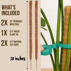Moss Pole Monstera Plant Support – 2 Pack 28” Bendable Moss Pole Monstera Plant Support, Plant Stakes for Indoor Plants, Tall Plant Sticks Support for Climbing Plants