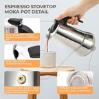 2 Cup 100ml Moka Pot Stainless Steel Espresso Coffee Maker Stovetop Percolator Coffeemaker Italian Classic Style Brewing Greca Cafe Mocha Machine for Cafeteras Lover Camping Travel and Home Use 3.3oz