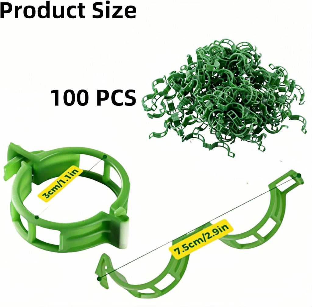 100Pcs Secured Plant Clips - Reusable Plastic Trellis Support for Tomato, Vine, Climbing Plants | Garden Clips for Vegetables & Outdoor Plants