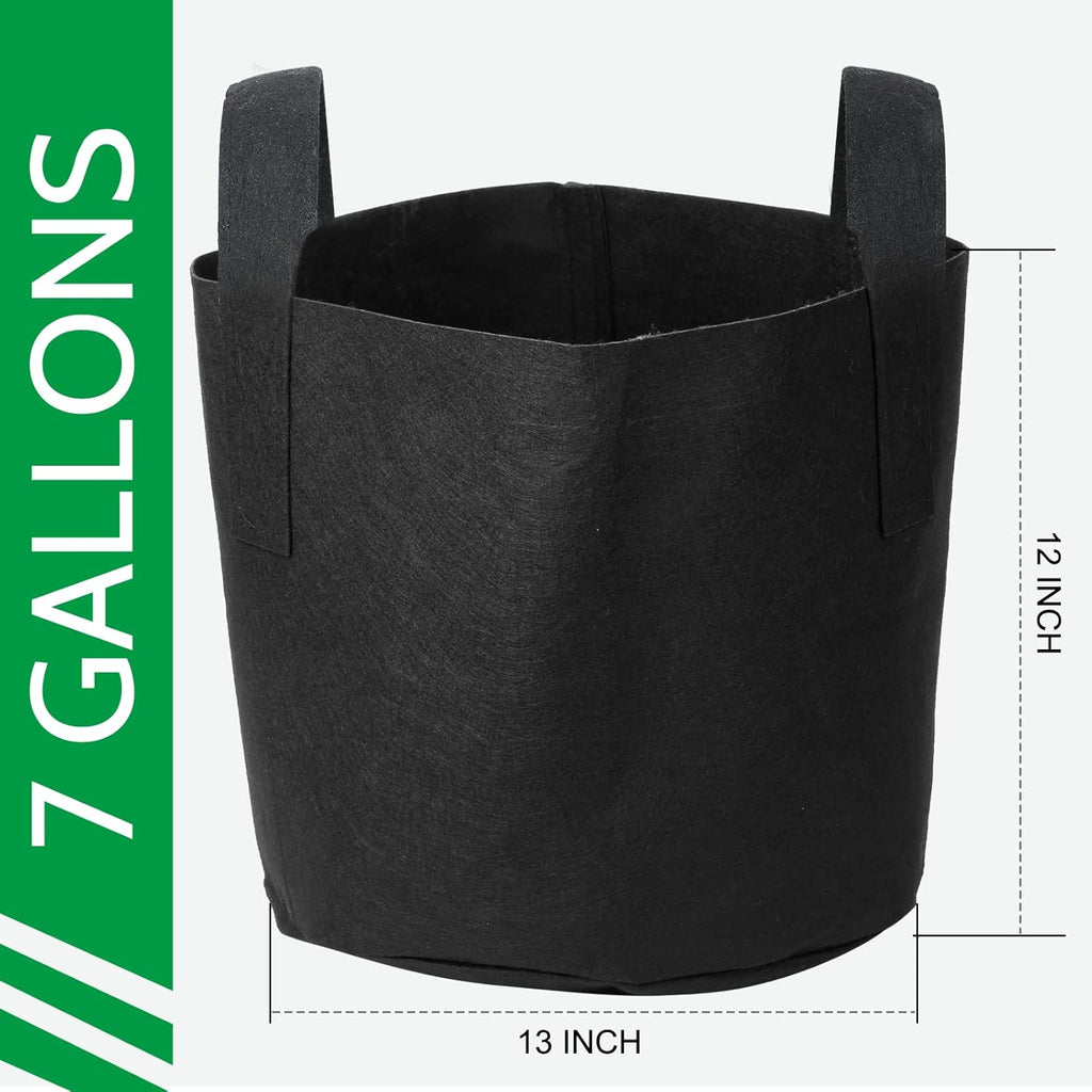 JERIA 24-Pack 7 Gallon Nonwoven Grow Bags, Plant Grow Bags，Heavy Duty Aeration Fabric Pots with Durable Handles, Come with 24 Pcs Plant Labels