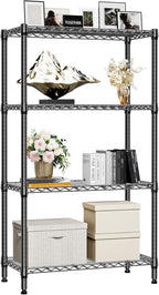 1000 lbs 4 Tier Shelf Metal Storage Shelves Shelving Wire Rack Heavy Duty Closet Organizers for Garage Kitchen Bathroom Laundry Black 15.7" D x 33.5" W x 59.5" H