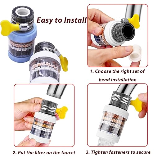 3 Pack Faucet Mount Filters,Faucet Water Filter for Kitchen,Activated Carbon Faucet Water Purifier Tap Filtration for Kitchen Bathroom Removes Chlorine Fluoride Heavy Metals Hard Water (Random Color)