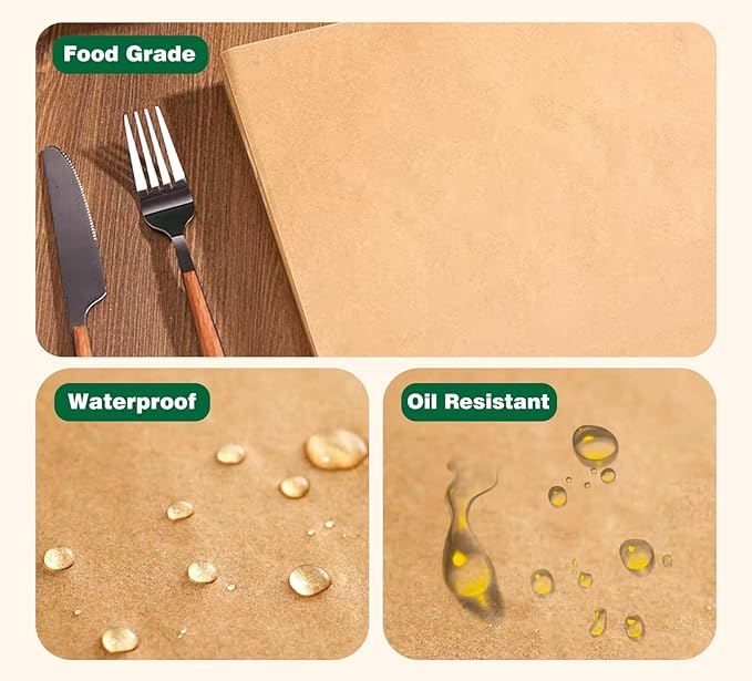 200pcs Unbleached Parchment Paper Sheets, 9x13In Precut Cooking Paper Liners for Baking Sheets, Air Fryer, Microwave, Grilling, Oven, Non-Stick,Non-Toxic, Oil Proof, Food Grade