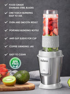 Personal Blender, Electric Shake Bottle with 2 x 20oz Travel Bottle and Coffee/Spices Jar, Portable Shaker Cups for Protein Shakes, 500W Single Serve Blender for Shakes and Smoothies, Sports(Grey)