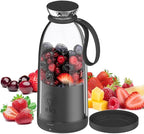 Portable Blender, Personal Smoothie Maker with 6 Blades, Rechargeable Mini Juicer Cup, 17 oz with Travel Lid for Outdoors, Camping, Office, Kitchen (Black)