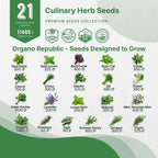 21 Culinary Herb Seeds Variety Pack - Heirloom, Non-GMO, Herb Seeds for Planting Outdoor and Indoor - Home Gardening. Over 11,400+ Seeds Including Rosemary, Thyme, Oregano, Mint, Basil, Parsley & More