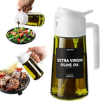 CXINYI - 16oz/470ml Olive Oil Dispenser for Kitchen with Stickers - 2 in 1 Olive Oil Sprayer for Cooking, Air Fryer, and Salad, White (Light-Proof Kitchen Gadget)