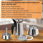 2 Cup 100ml Moka Pot Stainless Steel Espresso Coffee Maker Stovetop Percolator Coffeemaker Italian Classic Style Brewing Greca Cafe Mocha Machine for Cafeteras Lover Camping Travel and Home Use 3.3oz