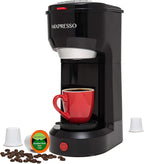 Mixpresso 2-in-1 Coffee Maker – Single Serve & Ground Coffee Brewer, Compact Personal Coffee Machine for Pods & Loose Grounds, Quick Brew 14 oz Portable Small Coffee Maker, Black
