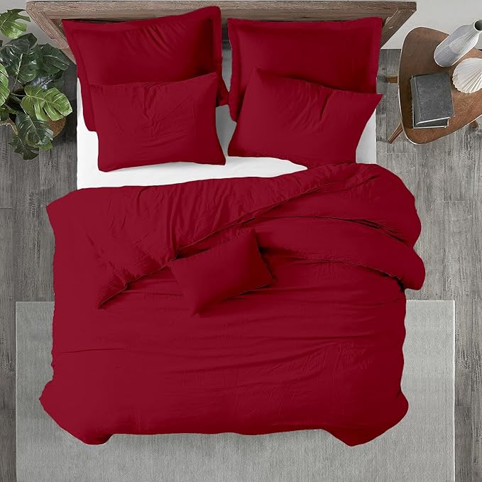 Kotton Culture 1 Pc King Size Duvet Cover Only -100% Egyptian Cotton Sateen 600 Thread Count Ultra Soft Premium Durable Comforter Cover Zipper Closure & Corner Ties (Red Burgundy, King 102"x94")
