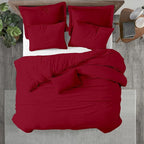 Kotton Culture 1 Pc California King Size Duvet Cover Only -100% Egyptian Cotton Sateen 600 Thread Count Ultra Soft Premium Durable Comforter Cover Zipper Closure & Corner Ties (Red Burgundy,104"x98")