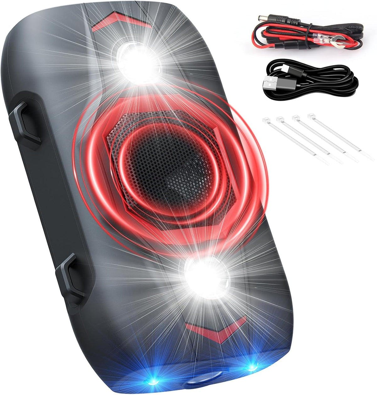 Ultrasonic Rodent Repellent for Car Engines, Under Hood Mouse Repellent with 4 LED Strobe Lights, USB Powered, Keep Rats, Mice and Squirrels Away from Vehicles, RVs, Garages, Attics (1, Black)
