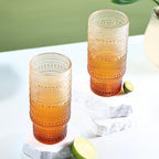 6pcs Hobnail Drinking Glasses Set, 16 oz Vintage Glassware Drinking Glasses, Gradual Amber Water Glasses Tumbler, Thanksgiving Cups for Kitchen, Juice, Beer, Cocktail, Whiskey