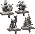 4PCS Iron Stocking Holders for Mantle Mantle Stocking Hanging Hook Xmas Weighted Christmas Stocking Holder Heavy Duty Farmhouse Vintage Fireplace Stocking Hanger for Christmas Decor (Iron,4)