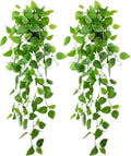 LOYWREE 2 Pack Small Artificial Hanging Plants with Faux Ivy Vine and Hanging Pothos 39Inch Fake Plant Realistic Greenery for Shelf Decor in Home, Office, Indoor & Outdoor Gardens