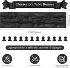 6 Pack Halloween Cheesecloth Table Runner 10FT Long Black Boho Gauze Table Runner Rustic Sheer Runner for Halloween Decoration Wedding Baby Shower Birthday Party Table Decor Thanksgiving Christmas