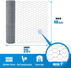 Fencer Wire 20 Gauge Chicken Wire Fence, Galvanized Poultry Hexagonal Netting Crafting, Chicken Coops & Rabbit Rodent Cage, 1-Inch Hex Grid (4 ft. x 25 ft.)