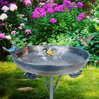 DREAMSOUL Outdoor Garden Bird Bath Metal Bird Baths Cast Iron Birdbath with Metal Stake Tall Bird Bath for Yard Garden Decor