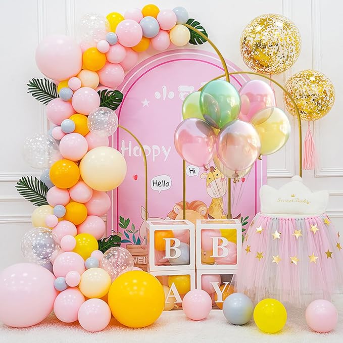 U+U Arch Backdrop Stand Set of 3, Gold Arch Stand for Wedding Birthday Party Bridal Baby Shower Balloon Arch Decoration (7.2FT, 6.6FT, 6FT)