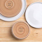 AmorArc Ceramic Dinnerware Set for 8 | Speckled Stoneware Plates and Bowls with Rustic Terracotta Underside| Scratch Resistant,Dishwasher & Microwave Safe Dishes Sets- 24pcs White