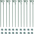 4.5mm Adjustable Length Plant Stake, Assembled (12 or 24 inch) Outdoor and Indoor Plant Support Poles for Flowers Marigolds Tomatoes Lilies Peonies Roses Daffodils Flower Clips (6 Sets, 18 Pcs)