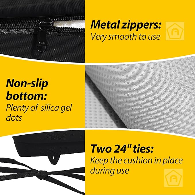 AAAAAcessories Outdoor Seat Cushions for Chairs, Waterproof, Fade-Resistant, 24" x 24" x 4", Patio Furniture Replacement Cushions, Set of 2, Charcoal Black
