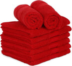 Casa Lino 24 Pack Wash Cloths Set, (12" X12) 100% Cotton wash Cloths, wash Cloths for Your face and Body, Highly Absorbent & fingertip Soft wash Cloths for Your face and Body, Red.