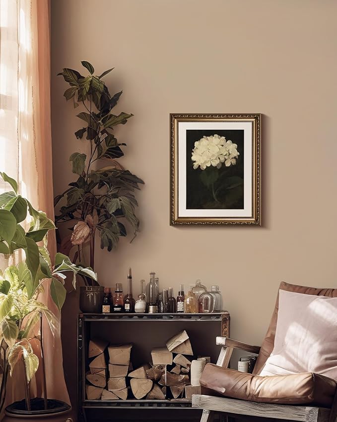 VIYYIEA Gold Framed Wall Art Canvas Print Home Decor Vintage Flower Prints Room Aesthetic White Hydrangea Oil Painting Picture Gifts Bedroom Bathroom Floral Wall Decor Kitchen Farmhouse Office 13x16in
