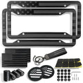 American Flag License Plate Frames Holder - 2 Pack Stainless Steel Rustproof USA Patriotic Car Tag Cover Holder with Free Screws