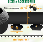 Landscape Edging - 100FT 4IN Garden Edging Border with 150 Stakes, No Dig Lawn Edging for Landscaping for Garden Bed, Yard, 0.15" Thick Flower Bed Border Edging with Connector for Outdoor