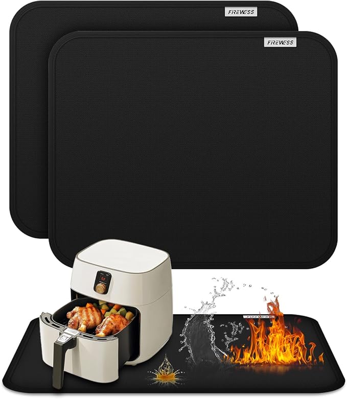 2pack Heat Resistant Mat for Countertop, 15x18in Hot Pads for Kitchen Countertop Protector,Silicone Heat Resistant Mat for Air Fryer, Deep Fryer, Oven