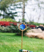 Metal Flower Sprinkler Head,Dual-Purpose Garden Decor & 360° Lawn Irrigation System,22-Inch Coverage Diameter (Copper/Blue)