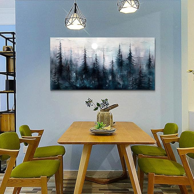 Canvas Wall Art for Living Room Large Wall Decor for Office Bedroom Decoration Foggy Forest Landscape Picture Black and White Painting Artwork Wall Mural Aesthetic Home Decor 30"X60"