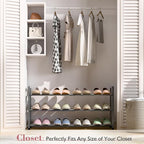 Bumusty 3-Tier Expandable Shoe Rack for Closet, 18“-33” Adjustable Shoe Rack for Small Space, Small Shoe Organizer for Front Door, Sturdy Metal, Gray