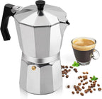 Aluminum 9 Cup 450ml Moka Pot Express Coffee Maker Stovetop Espresso Percolator Coffeemaker Italian Classic Style Brewing Greca Cafe Mocha Machine for Cafeteras Lover Camping Travel and Home Use 15oz