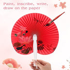 Handepo 200 Pieces Wedding Fans Folding Paper Fans Paper Fans Round Shaped Folding Fans Handheld Fan with Plastic Handle for Wedding Celebration Birthday Party Favor (Red)