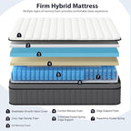 DIFAME Queen Size Mattress,18 inch Queen Mattress in a Box,Hybrid Mattresses with Gel Memory Foam & Pocket Springs, Pressure Relief, Cooling, Enhanced Edge Support,Firm
